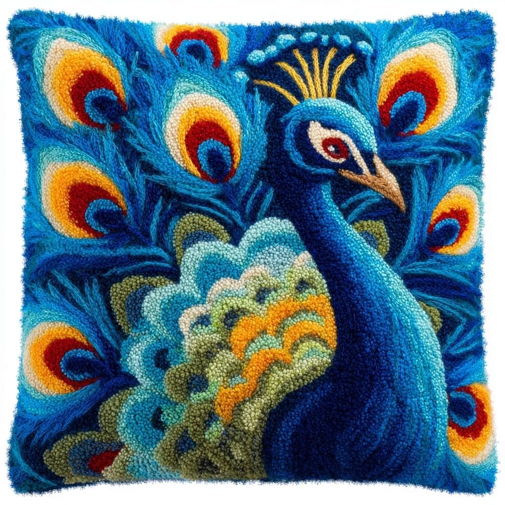 Henypt Cushion Latch Hook Kit,Crochet Kits Peacock