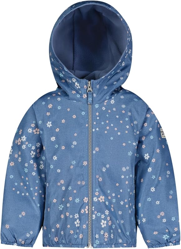 campera con capucha de peso medio resistente al agua con forro polar para niña