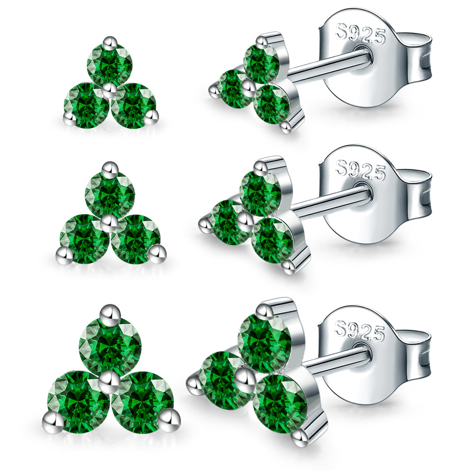 MASOP Ohrstecker Silber Gold Rosegold Set, Klein Zirkonia Silber 925 Stecker 3mm/4mm/5mm Schmuck Geschenke für Frauen Damen Mädchen