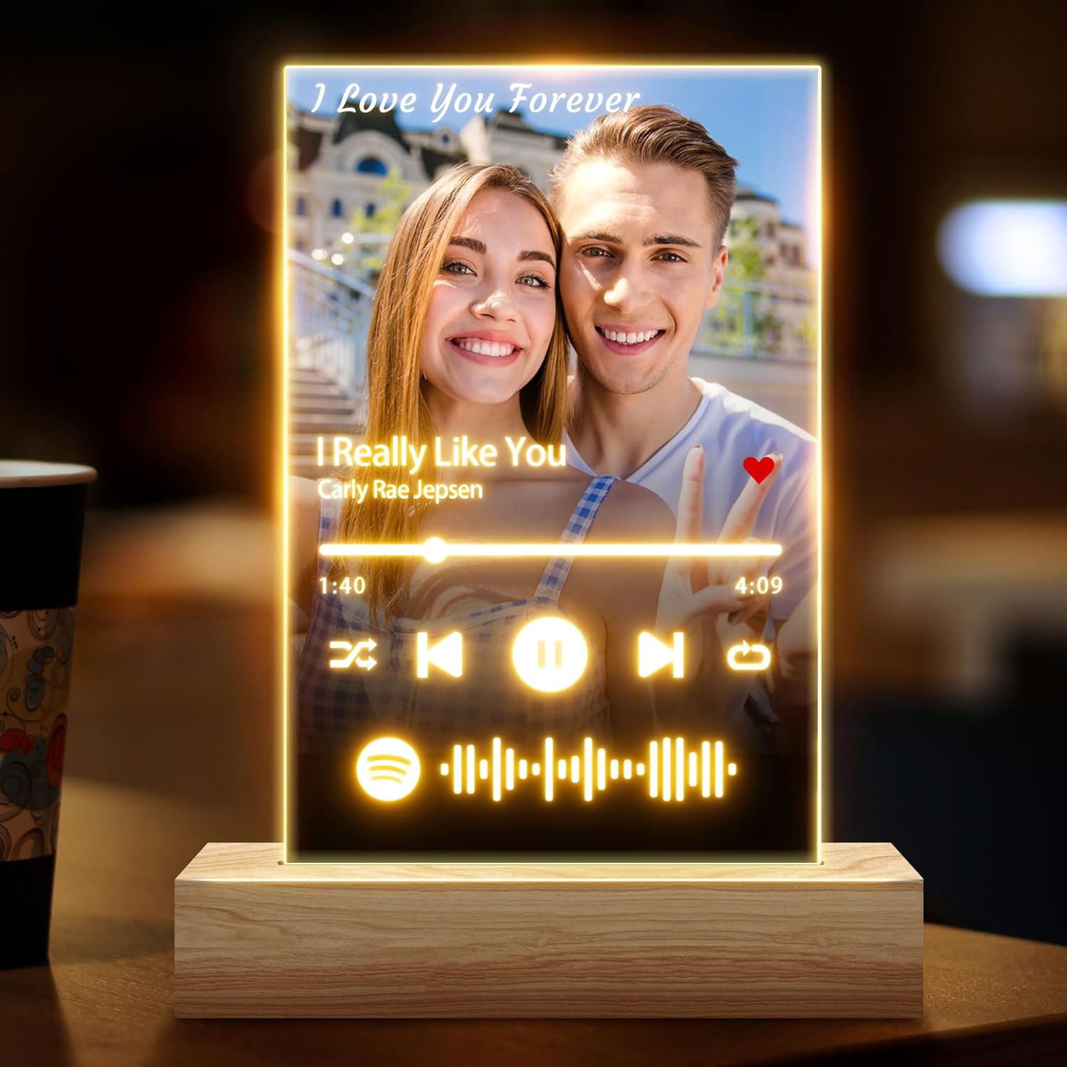 Birthday Gifts for Boyfriends Girlfriends Personalised Spotify Plaque for Him Her Night Light