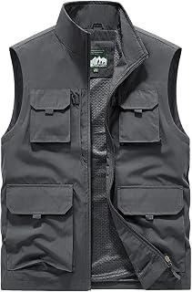 Men's Fishing Vest Utility Multi Pocket Waistcoat Breathable Lightweight Outdoor Work Gilet Casual Camping Hunting Sleeveless Jacket Photography Top Safari Travel Outerwear