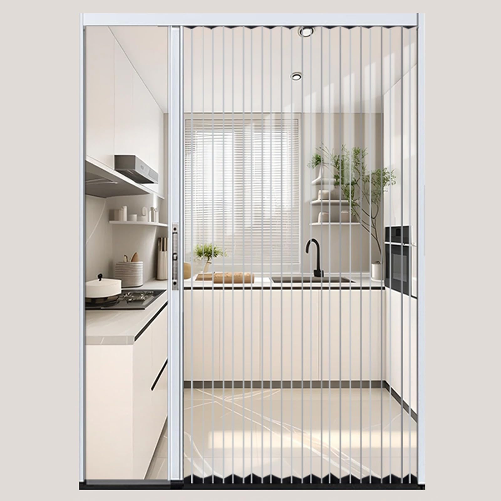 Accordeondeuren Vouwdeur Zonder Boren Schuifdeuren, 180/190/200/210 cm Hoge Harmonicadeurhor, Witte Vouwdeur voor Keuken-douchekast, op Maat Gemaakt(80x200cm (31.5x78.7in