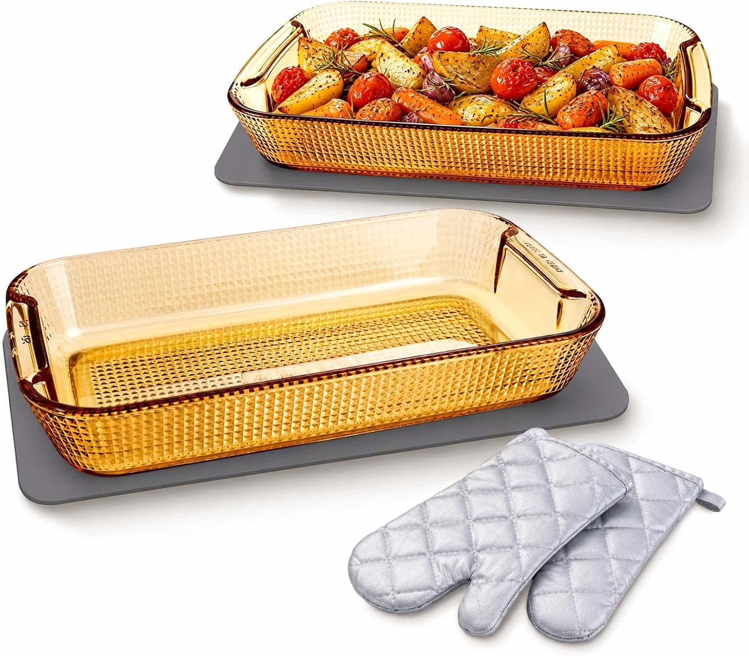 2 Glass Baking Dishes for Oven, Freezer-to-Oven Safe, 11.6x6.7in &10x5.8in