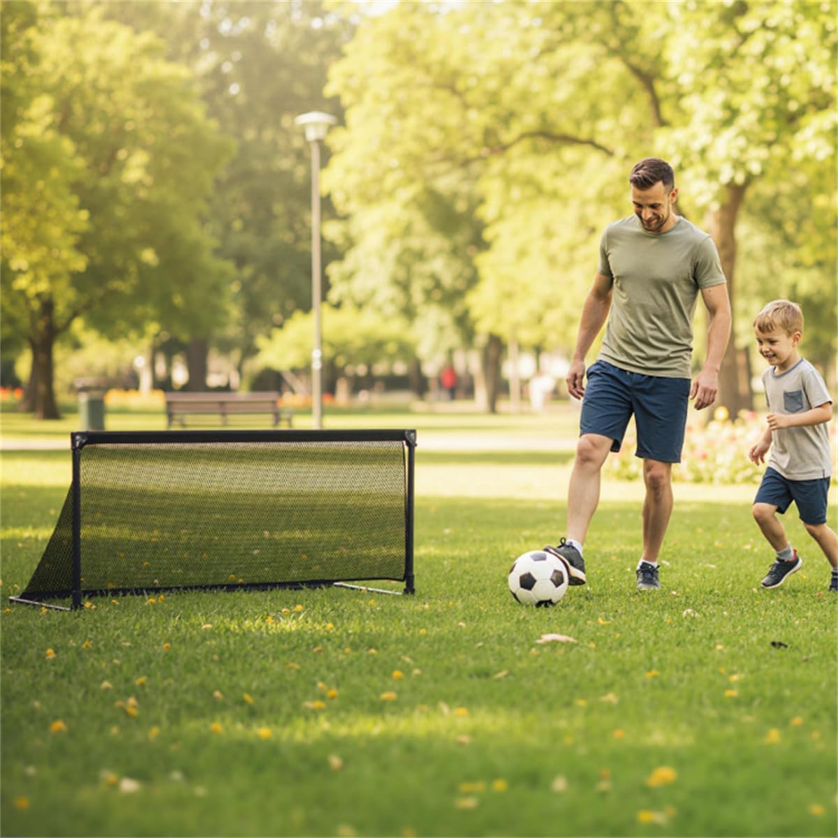 Portable Folding Soccer Goal with Heavy-Duty Powder-Coated Metal Frame and Durable PE Net for Outdoor Training and Recreation