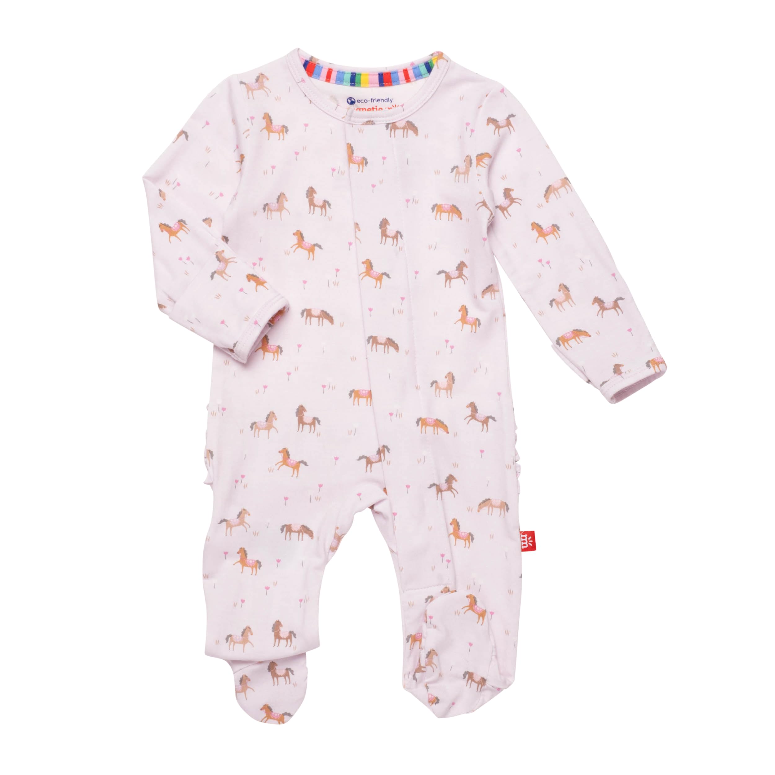 Magnetic Me Girls Modal Magnetic Baby Footie Pajamas | Silky Soft Modal Fabric | Purple Rein | 0-3 Months