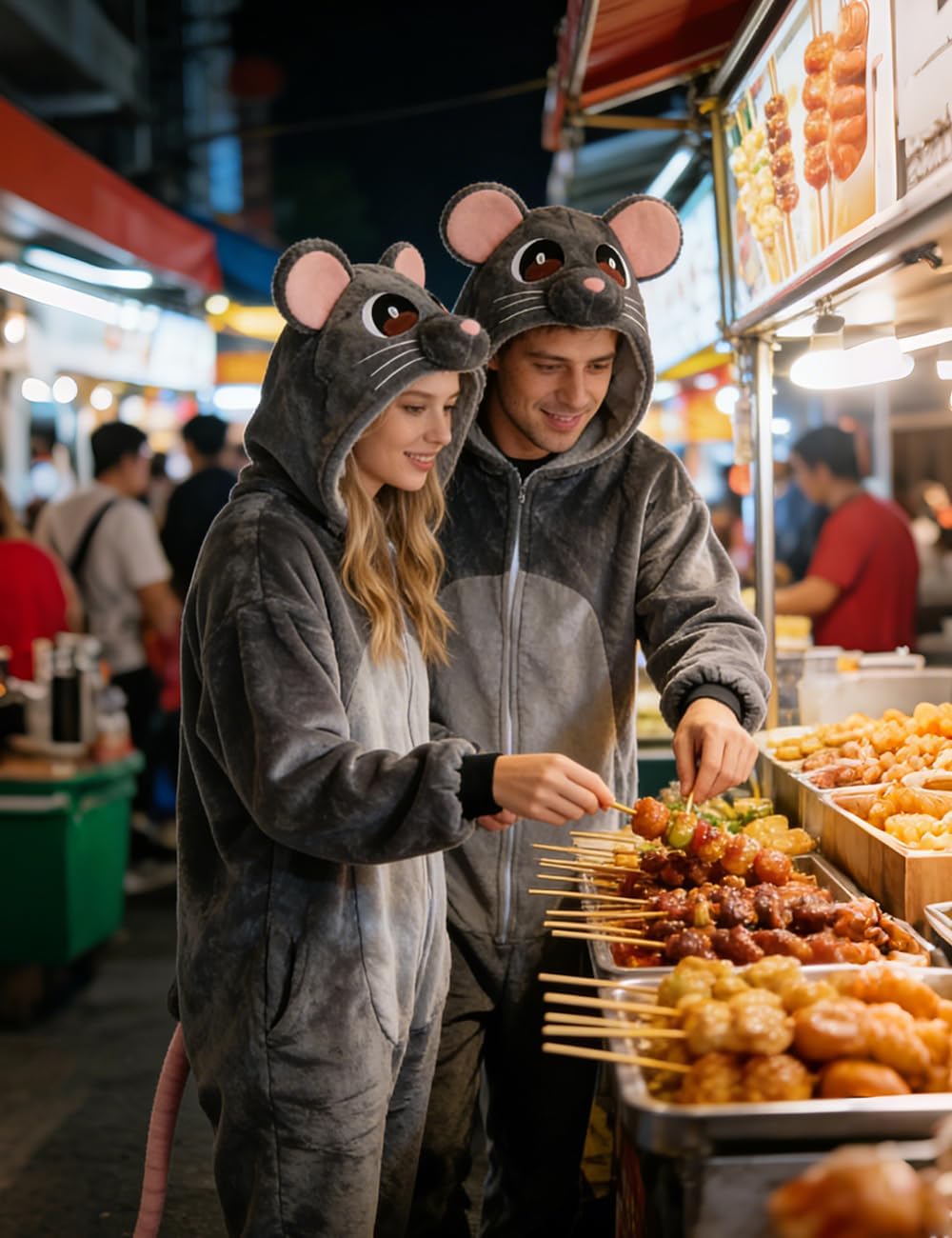 Adult Mouse Costume,Rat onesie Flannel Mouse Halloween Cosplay Costume Women Men