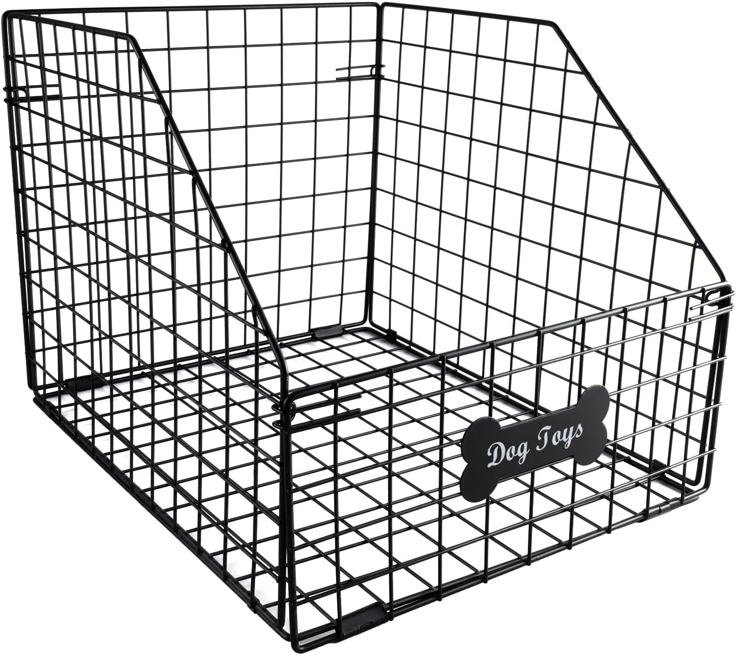 Large Dog Toy Basket,Pet Storage Box Toys Bin Metal Organizer Container Dogs Wire Rack Baskets Food Bins for Living Room Boxes Outdoor Plastic Supplies Organizers Puppy Cat Black Cabinet Chest.