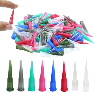 128 Pcs 8 Size Blunt Plastic Tapered Tip Dispensing Needle Tips, Dispensing Glue Tips, Tapered Pinhead Blunt End Liquid Dispenser Needles