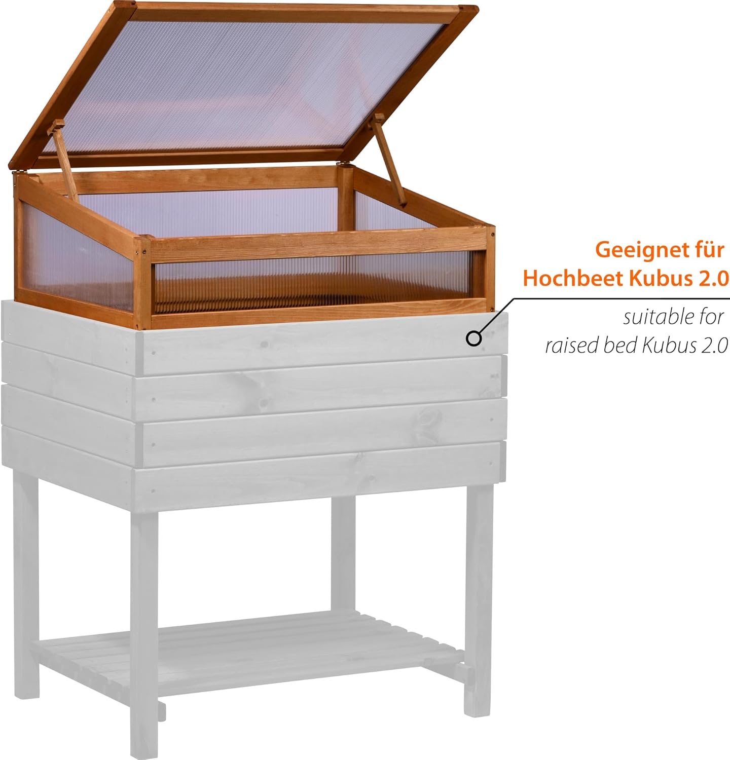 dobar® Wooden Cold Frame Attachment for Cube 2.0 Raised Bed - Cold Frame for Garden - 76 x 56 x 20 cm - Brown
