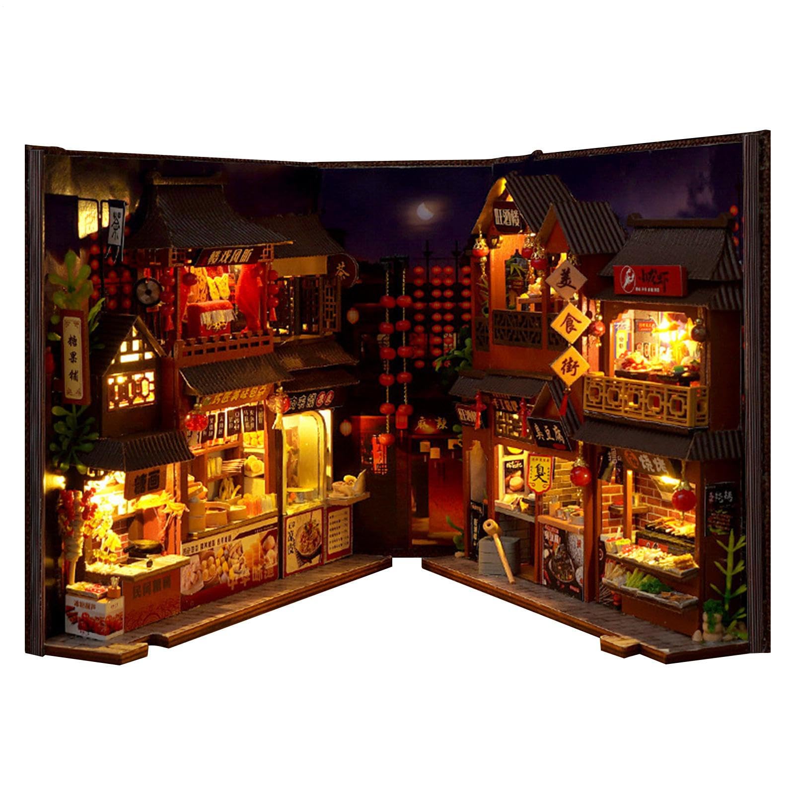 Kit de rincón de libros estilo chino de madera 3D con iluminación LED para mesa