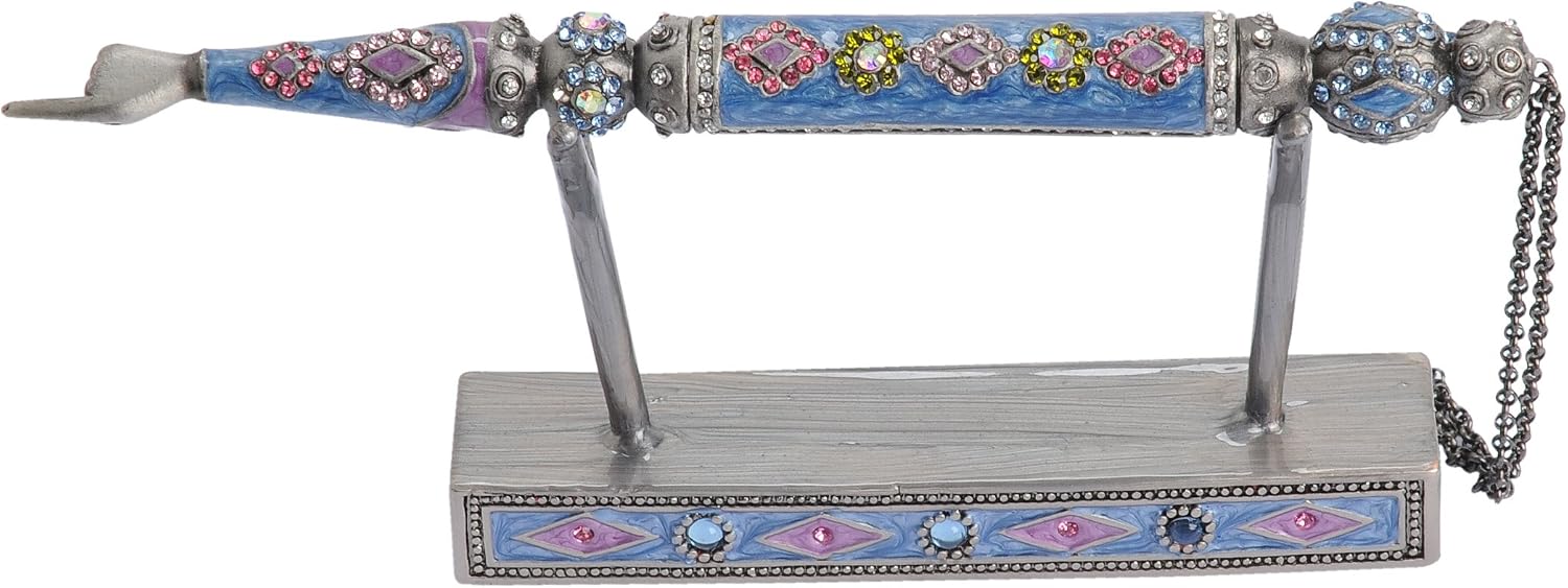 Enamel Torah Pointer Yad and Matching Base in Blue