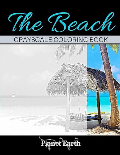 The Beach Grayscale Coloring Book