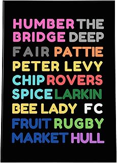 Kingston Upon Hull Coloured Block Text Art Print Modern Home Gift A4 A3 Framed or Unframed (A3, Framed)