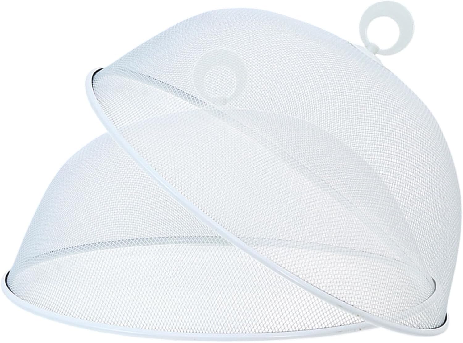 2pcs Iron Food Covers 35cm Diameter White Dustproof Meal Covers Food Preservation Dome for Household Kitchen Table Use
