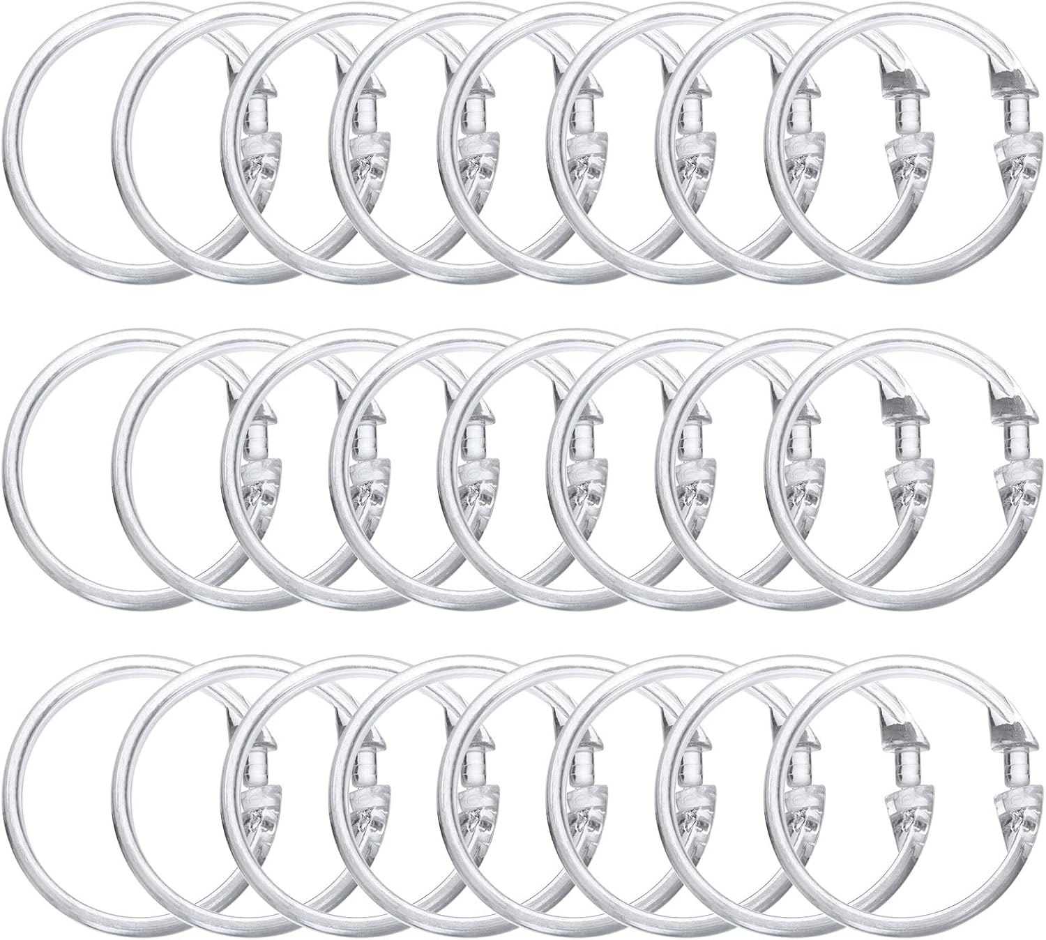 uxcell 24 Pcs Shower Curtain Hooks, OShaped Plastic Shower