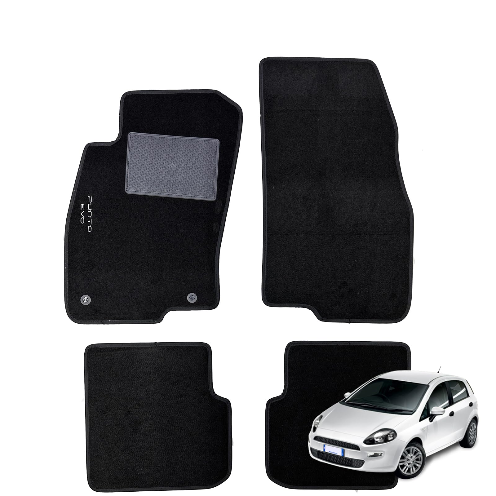 Tappetini Auto In Moquette Per Alfa Romeo Mito (dal 2008) - Neri, Con Battitacco Cucito E Fondo Antiscivolo - Foto 9