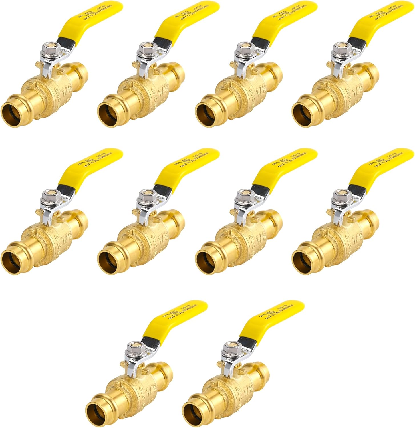 1/2" Press X Press Pro Brass Ball Valve with EPDM, 1/4" Turn Full Port Shut Off Stop Ball Valve, For Copper Tubing Connection (Pack-10)