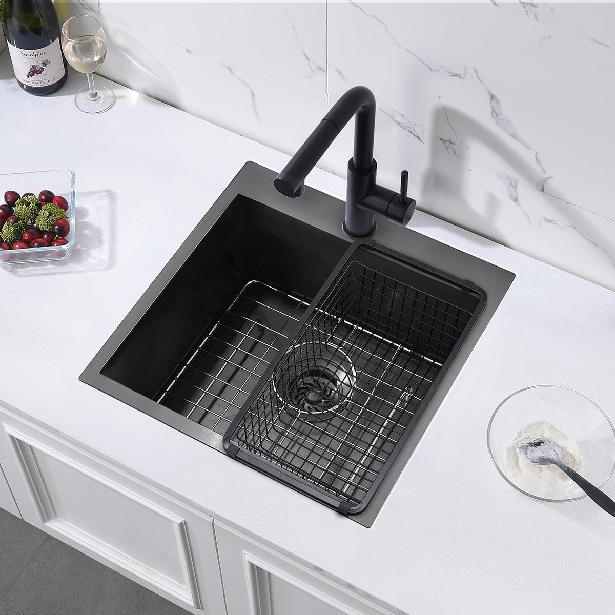 18 Drop In Black Bar Sink, ZDHHT 18 x 18 x 10 Inches 16 Gauge T304 Black Stainless Steel Small Kitchen Sink Topmount Bar Prep Sink Island Outdoor Laundry Square RV Sink