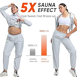 HOTSUIT Sauna Suit for Women Weight Loss Odorless Sauna Jacket Pants Anti Rip Sweat Suit Women for Gym Workout, Gray, 2XL
