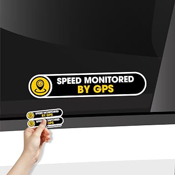 Speed Monitored by GPS Stickers | Speed Monitored by GPS Warning Signs for Car | Rideshare Stickers | Taxi Driver Signs | 2 Pack Glossy Laminated Permanent 1x5 inches Vinyl Stickers Small