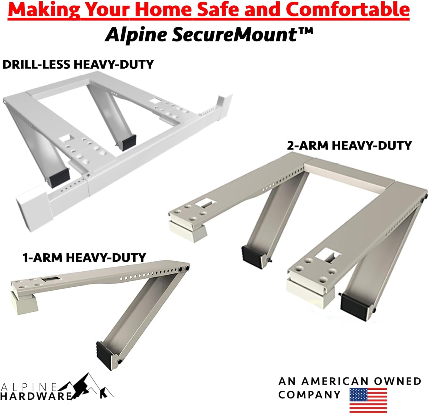 No-Drill Window AC Support Bracket - Holds Up to 200 lbs - Heavy Duty Air Conditioner Support - Easy Install for Apartment Windows - Alpine Hardware