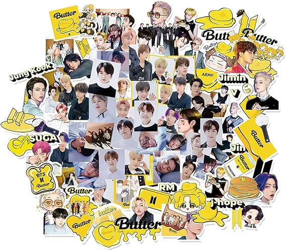 Amazon Co Jp 100枚 For Bts 防弾少年団 Butter 漫画ステッカー 最新 For 防弾少年団 キャラクターシール 手帳シール ステッカー 防水シール Butter 写真シール 漫画 ヘルメット アニメ かわいい ギター ノート 手帳 スケートボード Pvc パソコン 車 応援グッズ人気