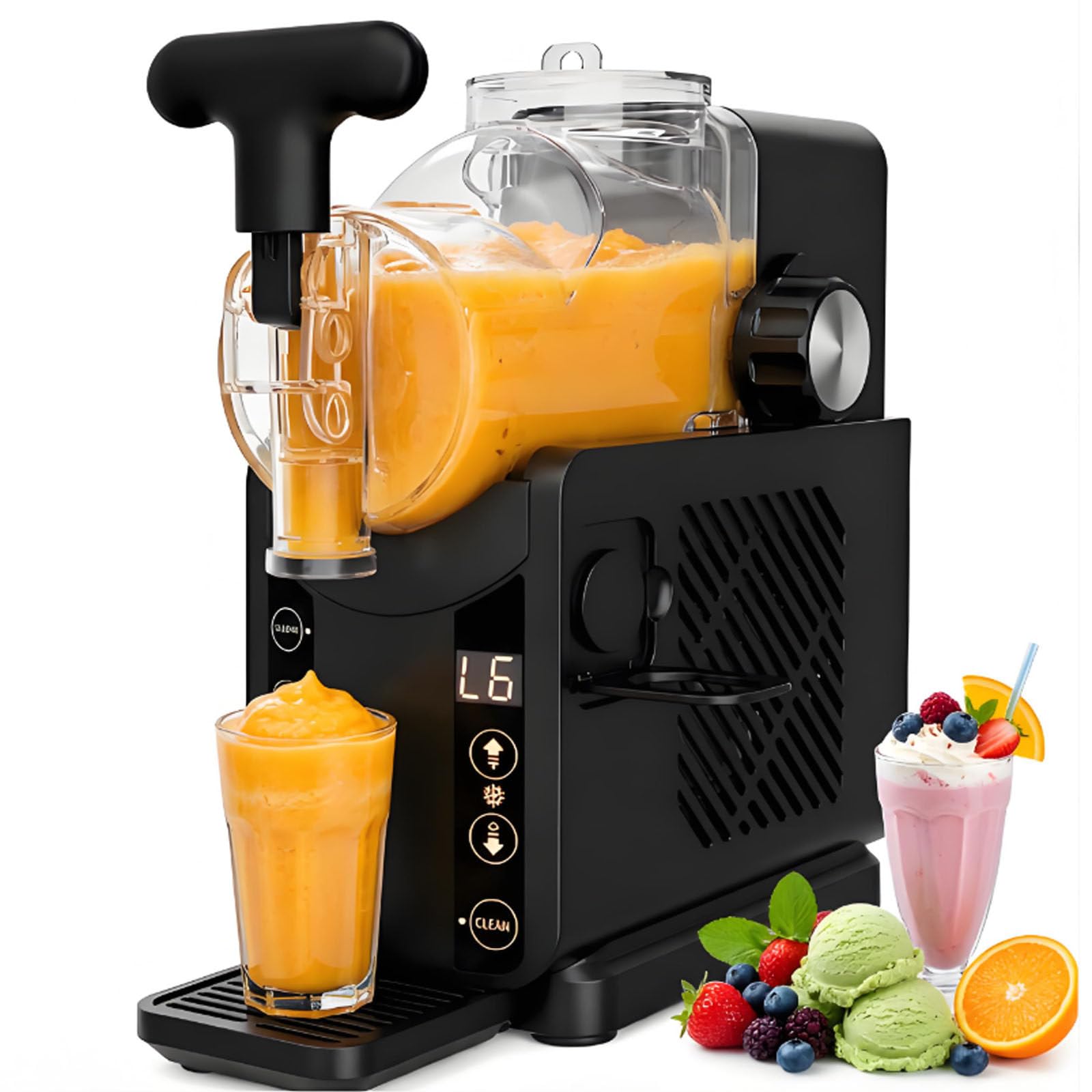smafoseedding Slushy Maker 2l, Slushy Machine With 5 Presets, Soft Serve Ice Cream Machine For Juice, Milkshakes, Granitas, 180w Countertop Cold Drink Unit With Automatic Cleaning For Home Cafe Black