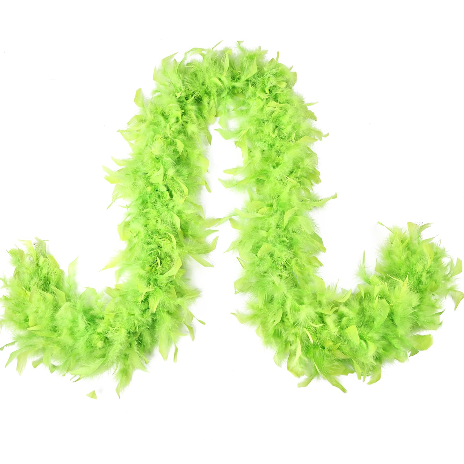 MAOFENG Chandelle Turkey Feather Boa 2 Yards 80g for Halloween Dancing Wedding Party DIY Craft Costume Decoration Feather Boa,Lime Green — image 1