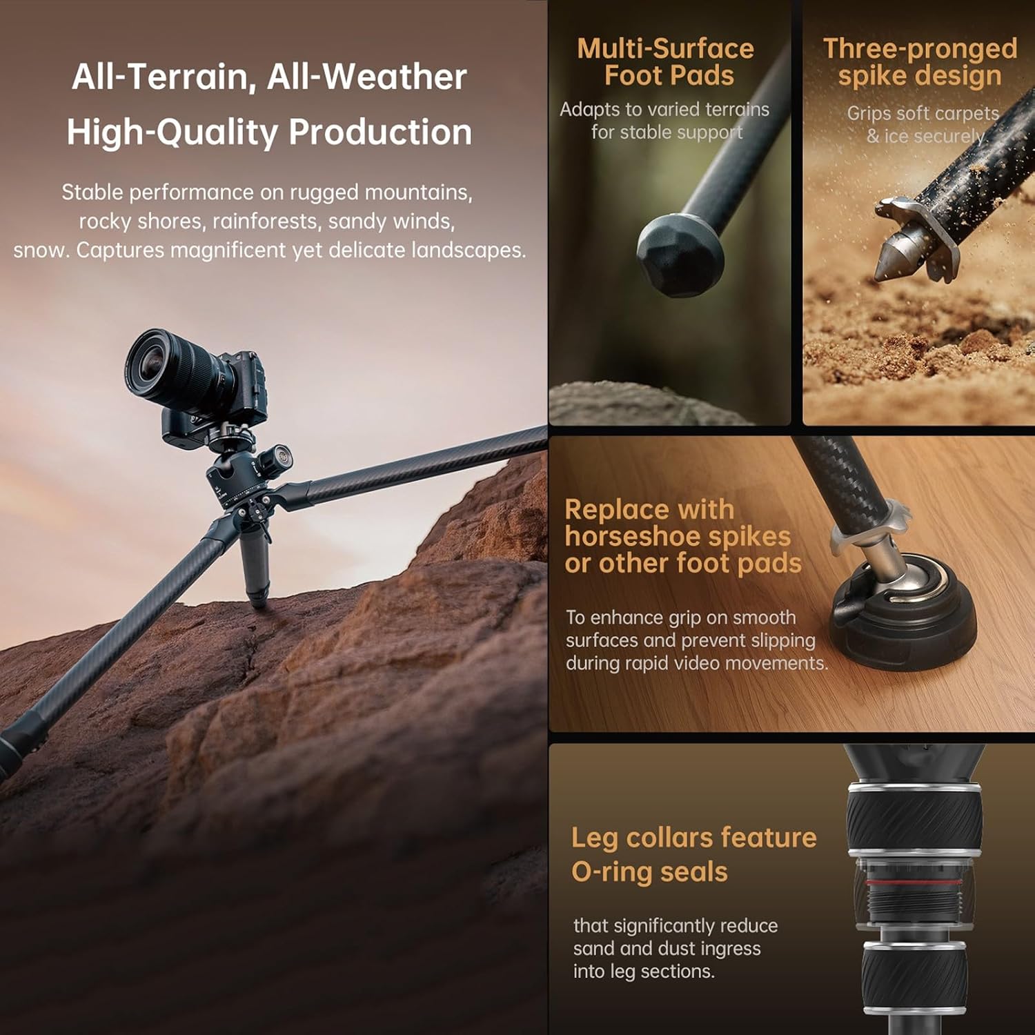 EACHSHOT FALCAM Pro Quick Lock Carbon Tripod: Designed for All-Terrain Stability