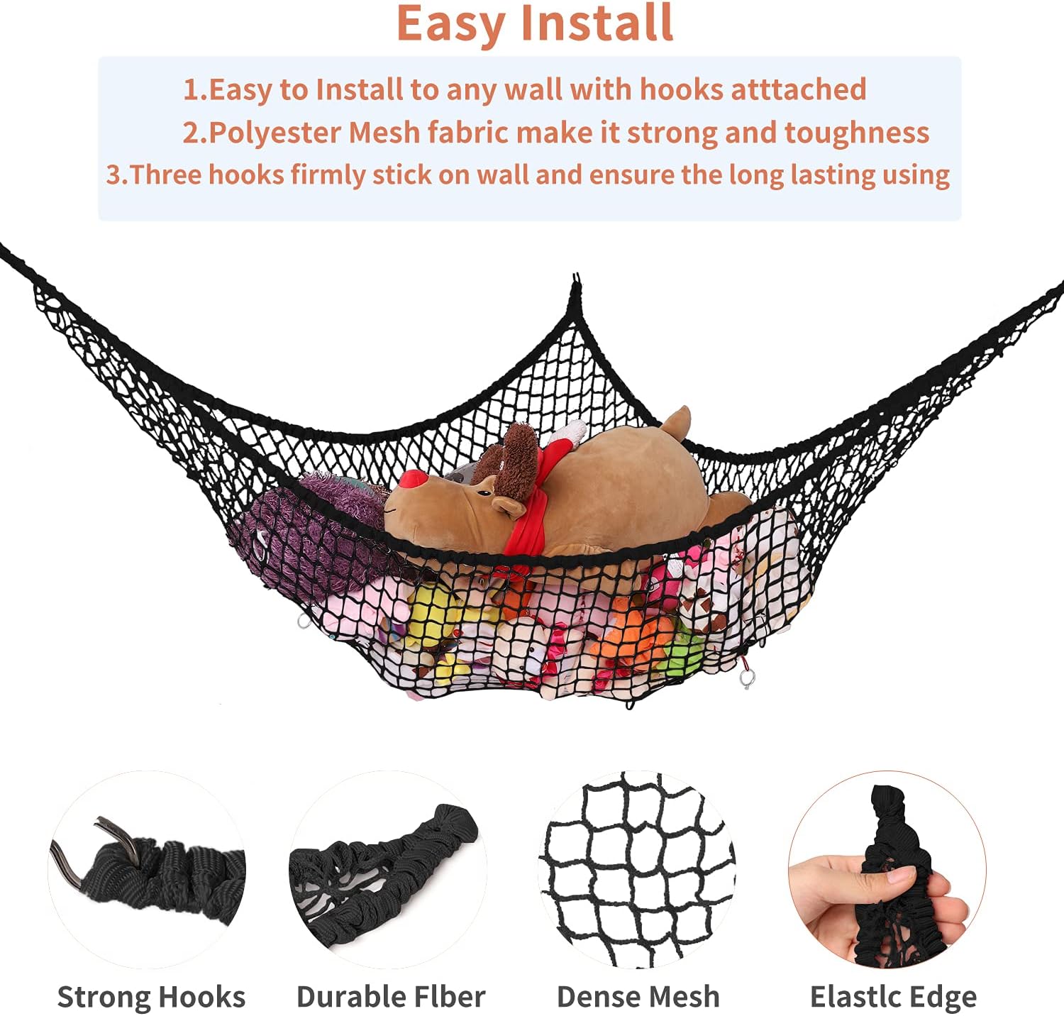 Stuffed Animal Hammock, Toy Hammock Storage Net, LXUNYI Mesh Toy Net