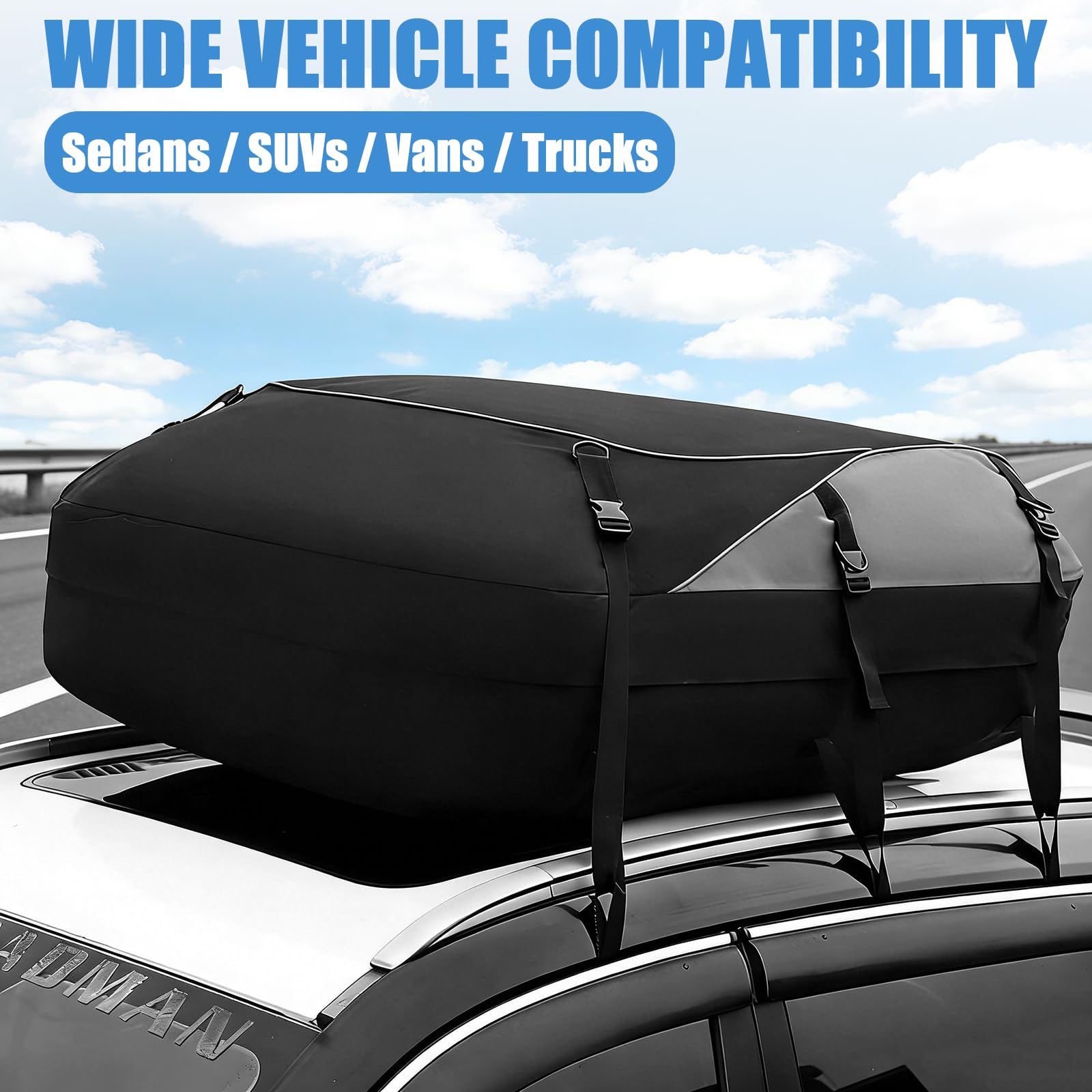 Sac de toit de voiture 566L - Sac de toit étanche et souple - Pliable - Fournisseur de bagages