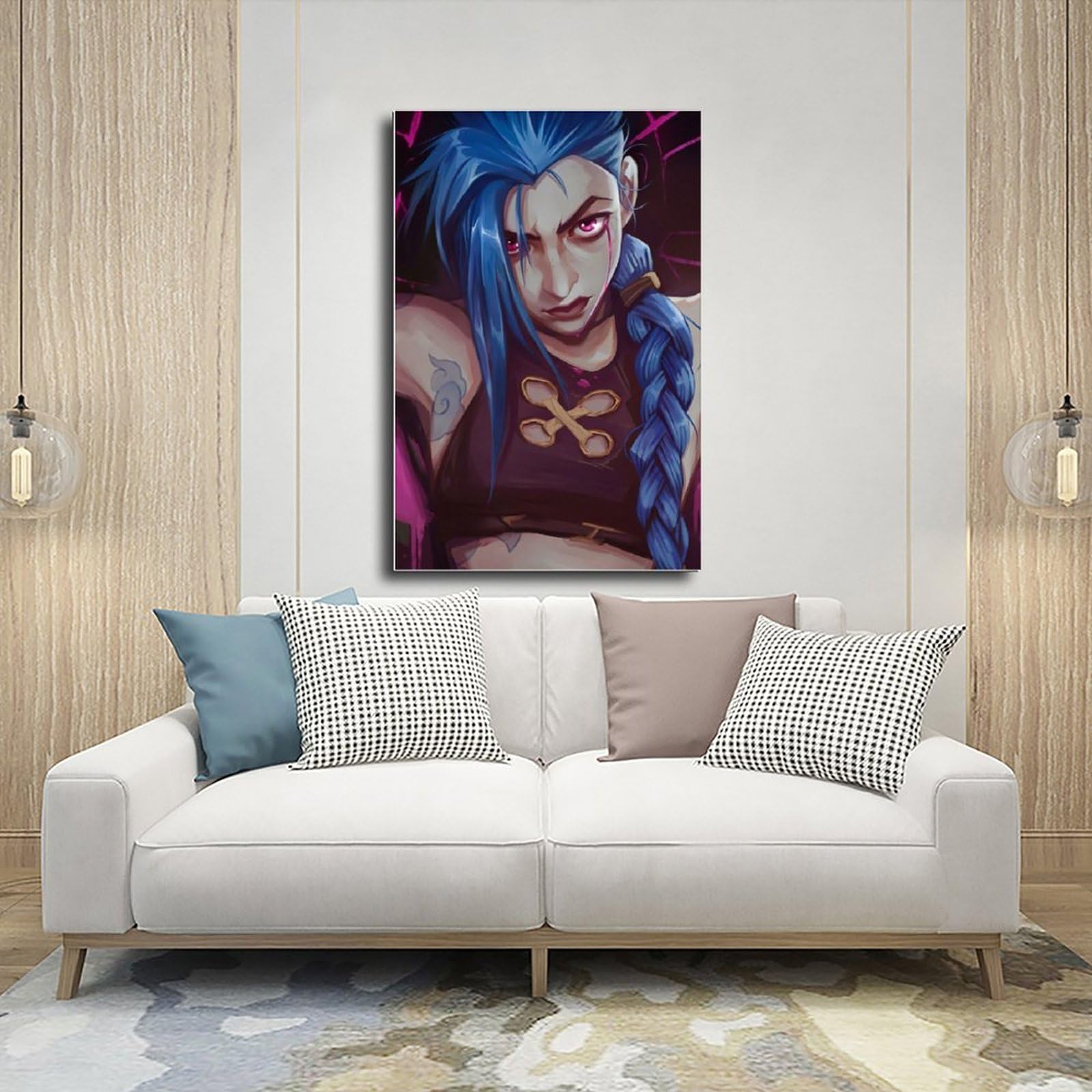 Poster Su Tela TONFON Jinx Stile Retrò - Decorazione Murale Da League Of Legends Per Camera E Ufficio