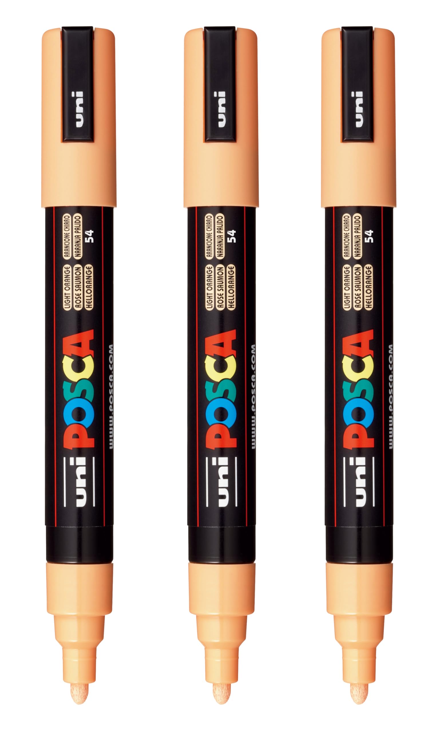 posca PC-5M Water-Based Paint Markers, Reversible Medium Tip (1.8-2.5mm), Light Orange, 3 Count