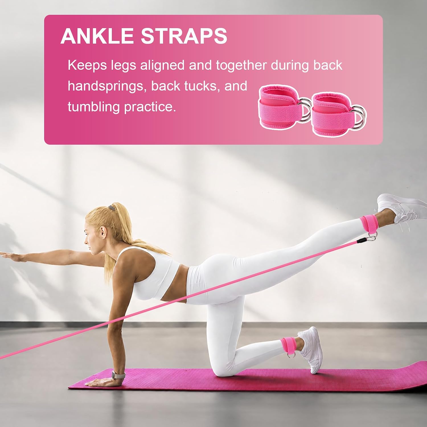 9Pcs Cheerleading Flyer Training Set, PU Non-Slip Flyer Stand with Rotating Board & Ankle Straps, Lightweight Cheer Stunt Equipment for Balance, Core Strength & Flexibility Training