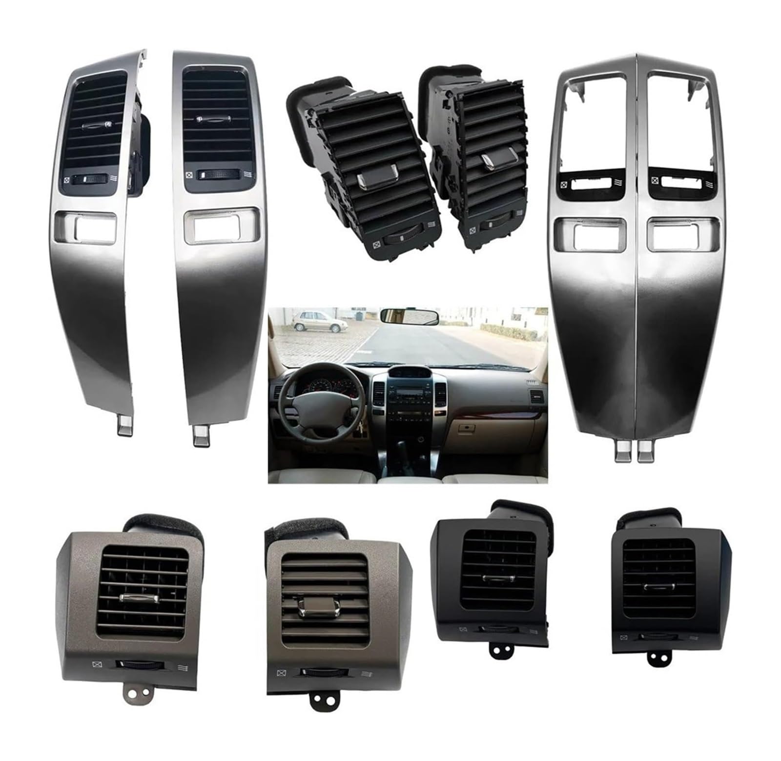 Auto Aria condizionata Ventilazione Per L&exus GX470 2003 2004 2005 2006 2007 2008 2009 Bocchette Di Ventilazione Per Climatizzatore Auto Piastra Montaggio Pannello Accessorio Griglia AC(4*outlet-blac