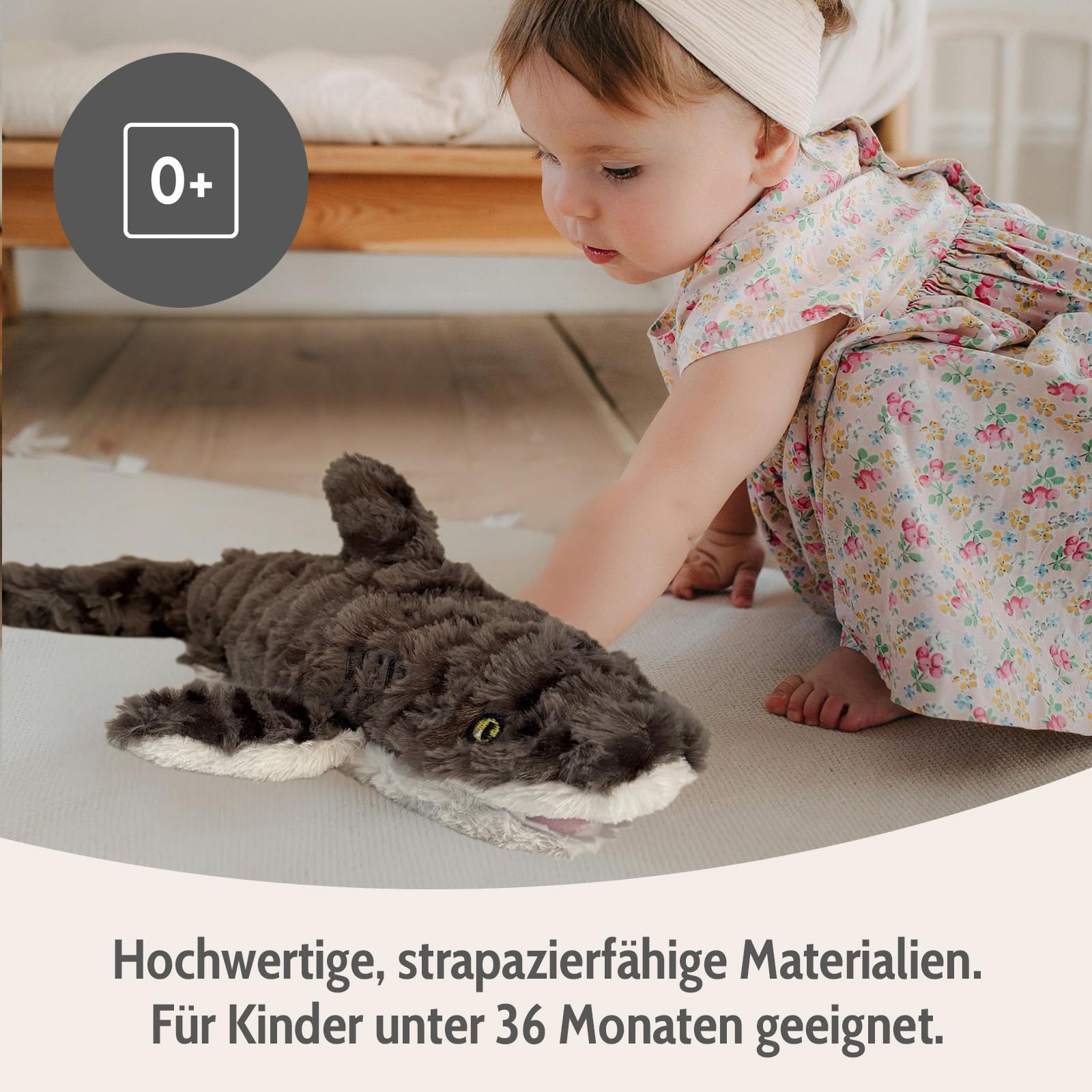 Habibi Plush Cuscino termico per bambini e adulti – 2046 squalo con riempimento di miglio, peluche termico per riscaldare nel forno a microonde/forno, ideale anche per bambini (squalo)