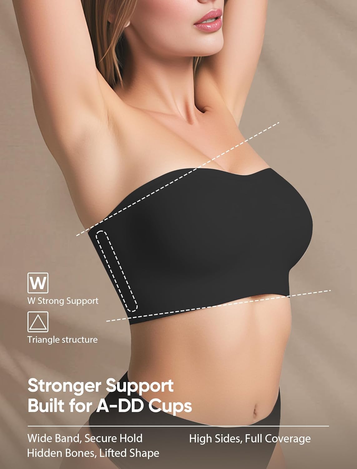 Strapless Bras for Women Wireless Minimizer Non-Slip Silicone Bandeau Bralette Plus Size Bra Stretchy Tube Top - Image 2