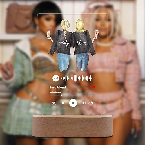 FunStudio - Placa de acrílico de portada de canción y fotografía personalizada de mejores amigas por siempre, álbum de acrílico regalo ideal para
