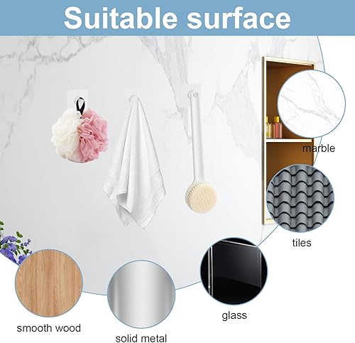 Miniatura 4 de 30 ganchos de pared autoadhesivos sin taladro, ganchos para colgar, ganchos de marco sin dejar rastros sin clavos para montaje en estante de pared,