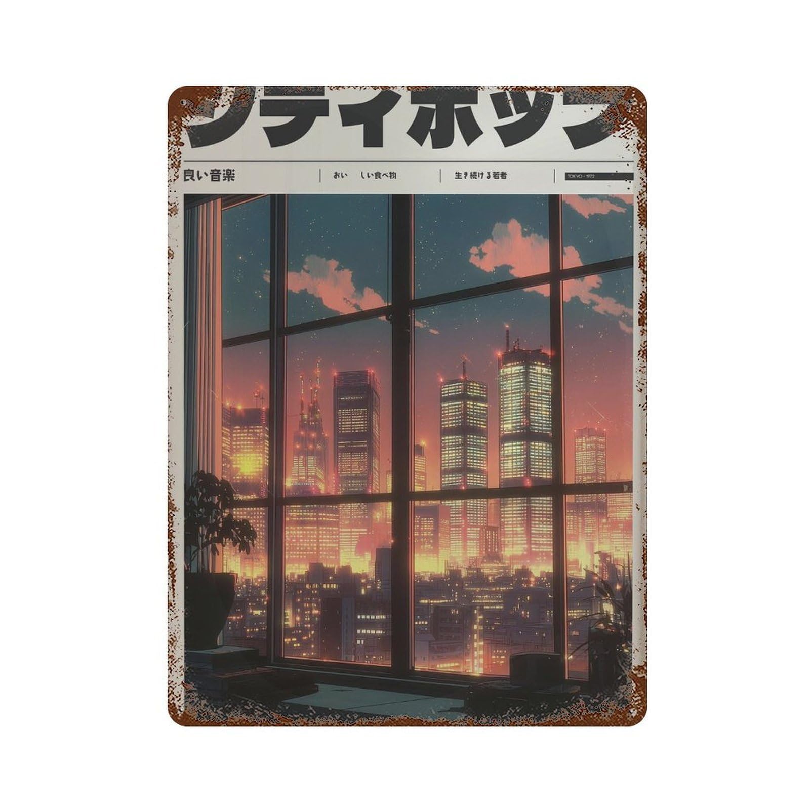 xiaoxiaoshen Tokyo Cityscape. Y2k Indie Wall Decor Art Metal Tin Poster Modern Home Decor Art Home Bar Shop Decorations Vintage Sign 40x30cm