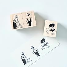 WT Muse + Carefree + Reader Stamp Set, 3PCS Original Character Wooden Rubber Stamps for Journaling, Planner Decoration, Scrapbooking, Diary, Card Making & DIY Crafts
