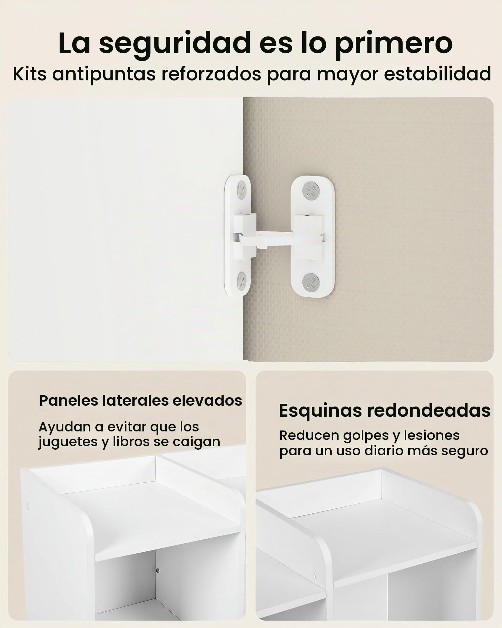 Libreria Infantil, Estanteria Infantil con Organizador de Juguetes, Libreria Montessori Infantil con 8 Cajas Extraíbles y 2 Puertas, para Habitacion Infantil y Cuarto de Juegos, Blanco