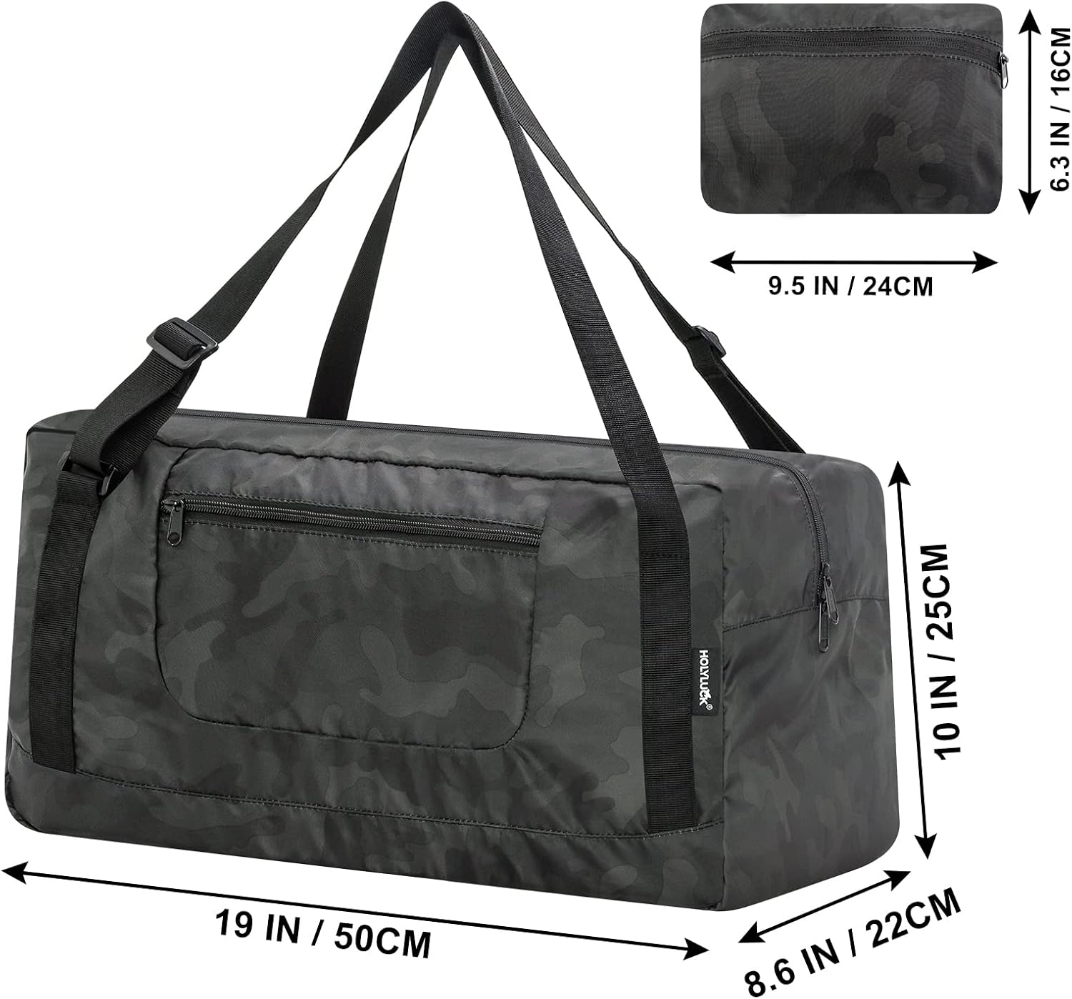 HOLYLUCK Foldable Travel Duffel Bag For Women & Men Luggage Great for Gym (midnight camo) image 4