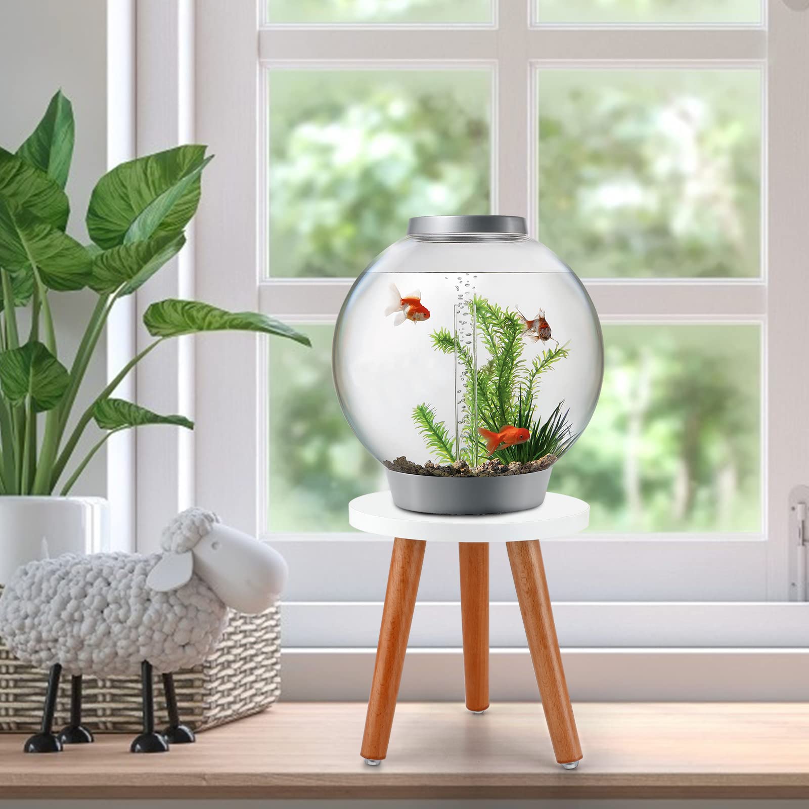 Yier Mei 2 stuks handvat kleine houten kruk, vierkante plantenstandaard
