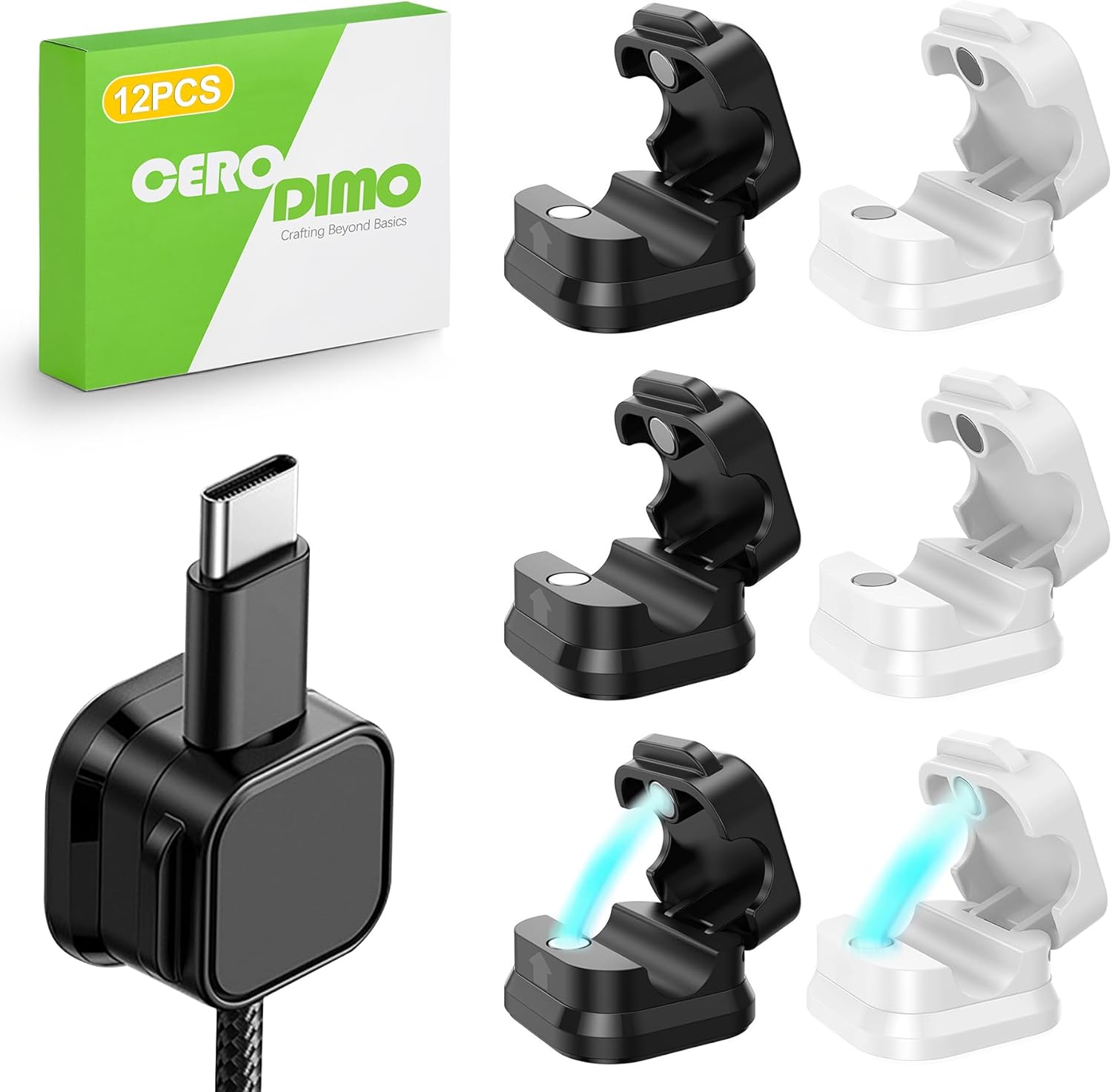 CeroDimo 12 Pack Cable Clips, Adjustable Desk Cord