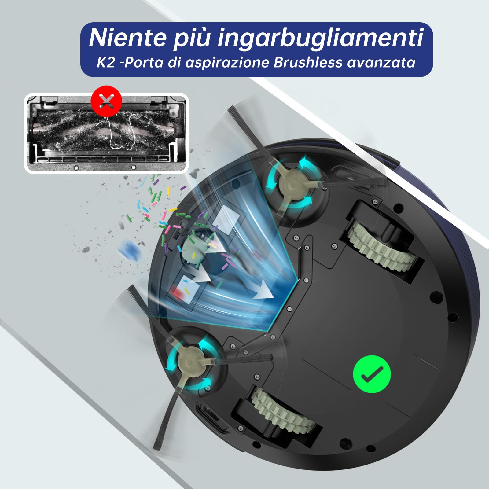 OKP Robot Aspirapolvere,Super Sottile Aspirapolvere Robot Domestiche Silenzioso Autocaricante,Aspirazione 2100Pa Controllo WiFi/App/Alexa,Ideale per Peli di Animali Tappeti Pavimento Duro