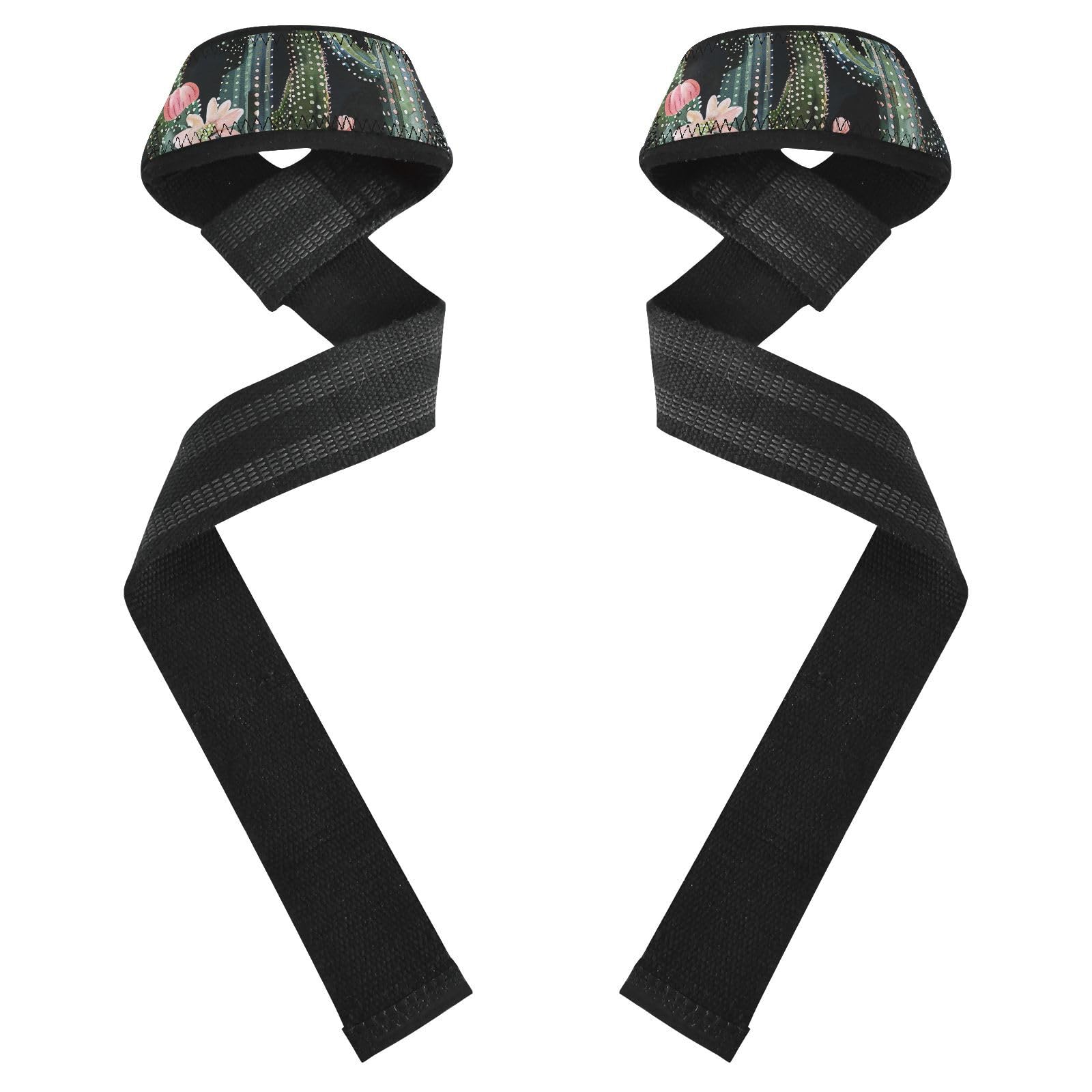 Nander Beautiful Cactus Wrist Straps for Weightlifting,Lifting Straps with Neoprene Cushioned Wrist Padded and Anti-Skid Silicone for Strength Training,Bodybuilding,Deadlifting