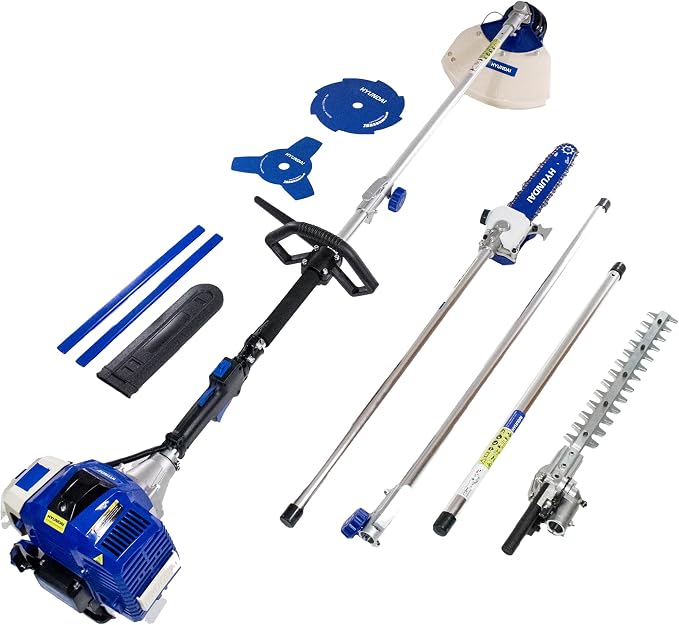 Hyundai, HY-HYMT5080, Kit multifunción 4 en 1 jardinería, 1560 W, 0 V, Azul-blanco, 107x28x30 cm