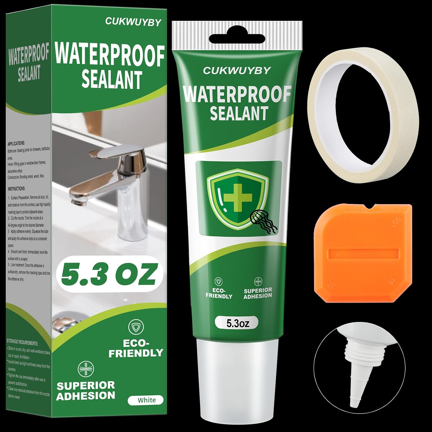 15.9 Fl Oz Silicone Caulk (3 Pack 5.3 Fl Oz) Squeeze Tube Waterproof