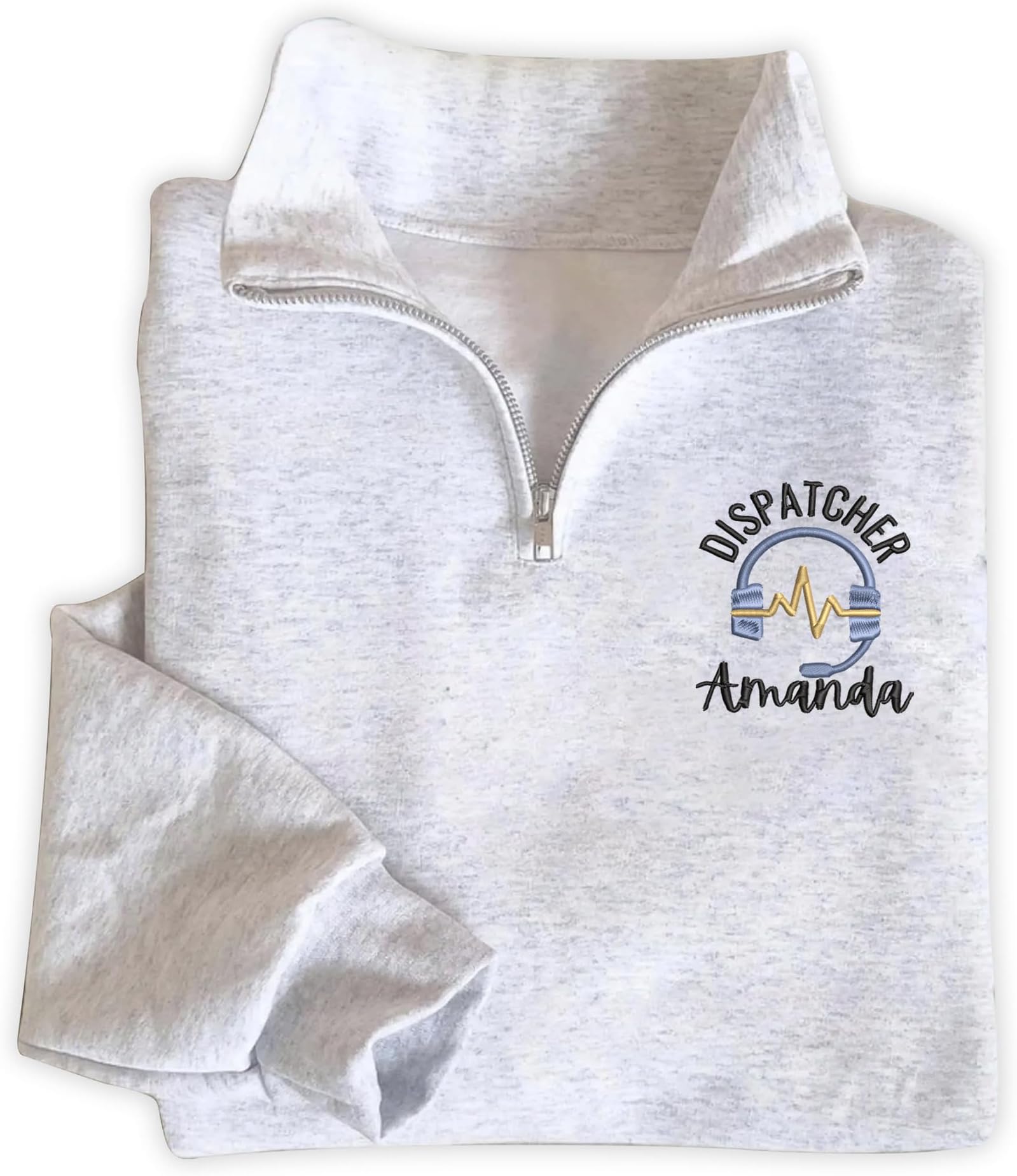 Personalized Embroidered 911 Dispatcher Quater Zip Sweatshirt, Fire police Dispatch, Paramedic, Firefighter
